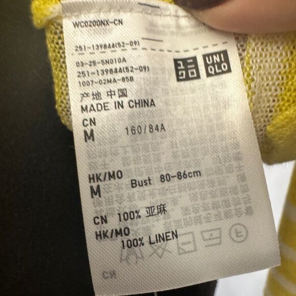 UNIQLO Linen Long Sleeve Top Yellow - Picture 7 of 8